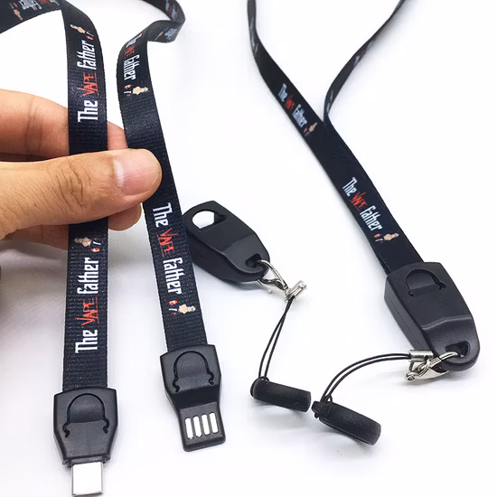 Оптовая цена, новый рекламный подарок, USB-шнур, шейный ремешок, кабель для зарядного устройства, шнуры типа C 3 In1, кабель для передачи данных для телефона